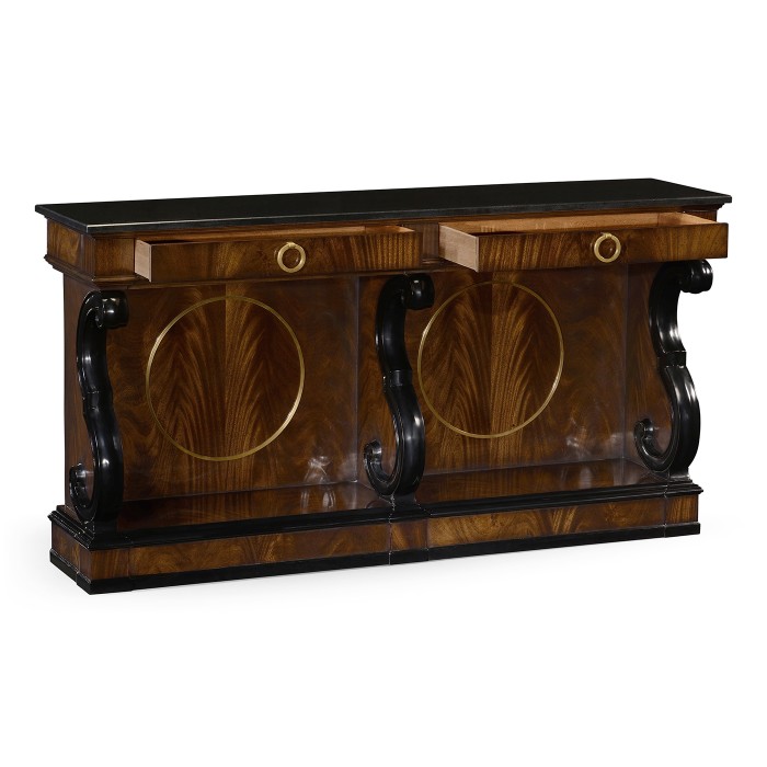Mahogany Regency style buffet with scroll brackets