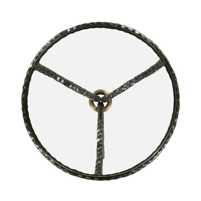 Bronze hammered circular wine table curved legs