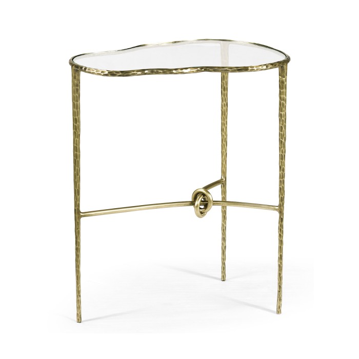 Hammered Light Brown Brass Freeform Lamp Table
