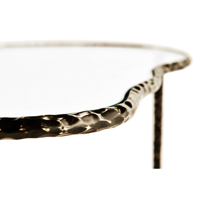 Hammered Antique Black Brass Freeform Lamp Table