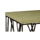 Hammered Antique Black Brass Coffee Table with Celadon Top