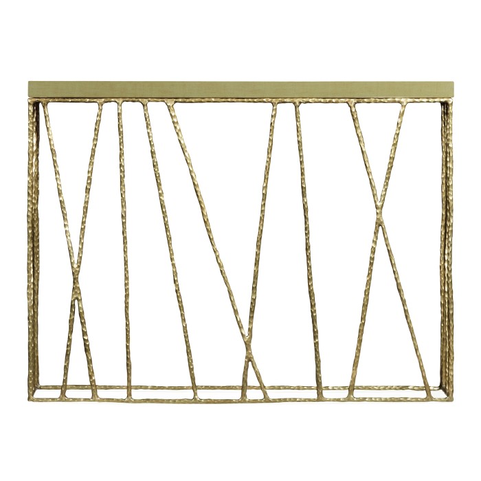 Hammered Light Brown Brass Console with Celadon Top