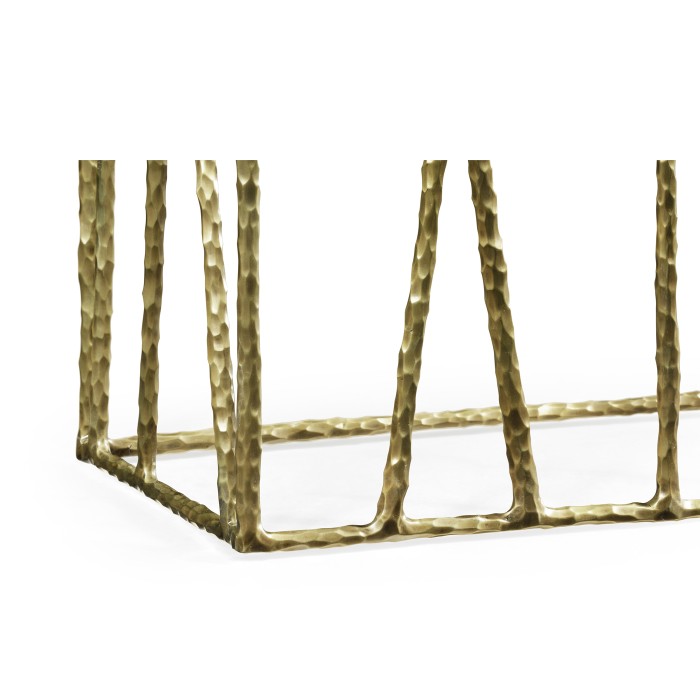 Hammered Light Brown Brass Console with Celadon Top