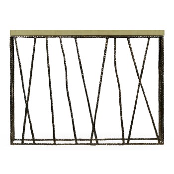 Hammered Antique Black Brass Console with Celadon Top