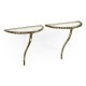 Brass hammered pair wall bracket tables