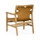 Midcentury Style Slung Medium Antique Chestnut Leather & Light Oak Easy Chair