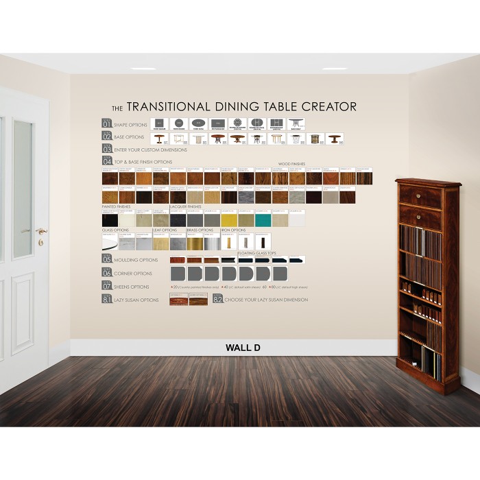 Full room including panels, graphics, wood sample, CD cabinet