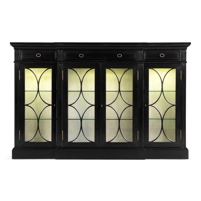 Traditional Four Door Breakfront Display Cabinet