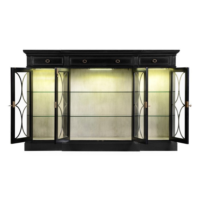 Traditional Four Door Breakfront Display Cabinet