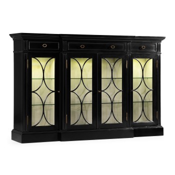 Traditional Four Door Breakfront Display Cabinet