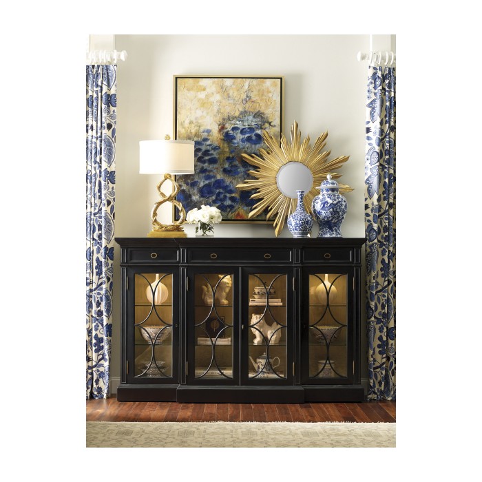 Traditional Four Door Breakfront Display Cabinet