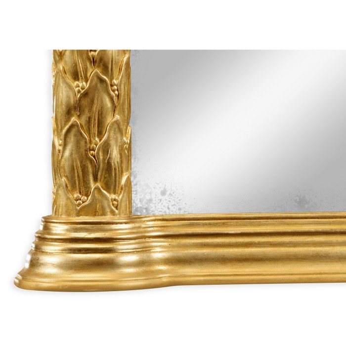 Carved and water gilded gold leaf overmantle mirror