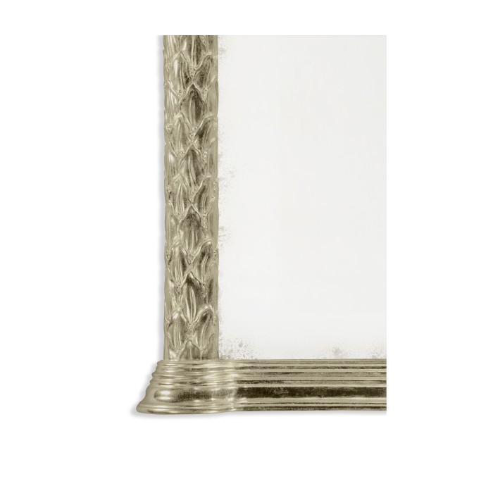 Carved and silver gilded hanging wall mirror