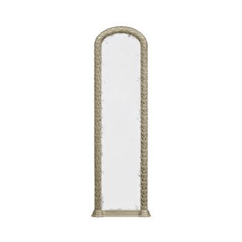 Carved and water gilded silver leaf narrow floor standing mirror
