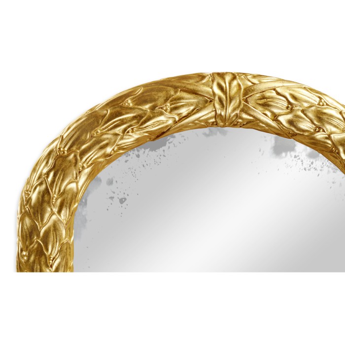 Carved and water gilded gold leaf narrow floor standing mirror