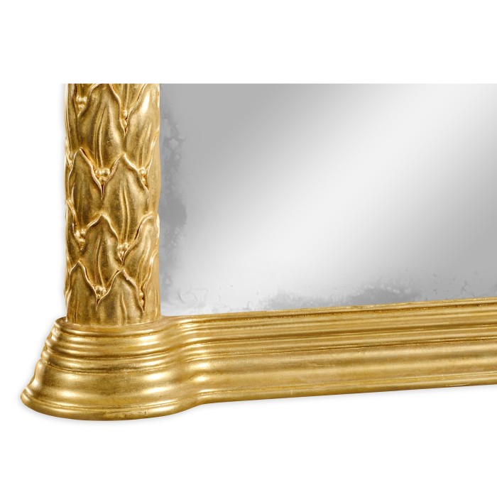 Carved and water gilded gold leaf narrow floor standing mirror