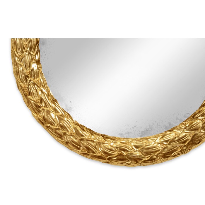 Carved & Silver Gilded Round Hanging Wall Mirror 24