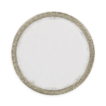 Carved & Water Gilded Silver Leaf Round Wall Mirror 48