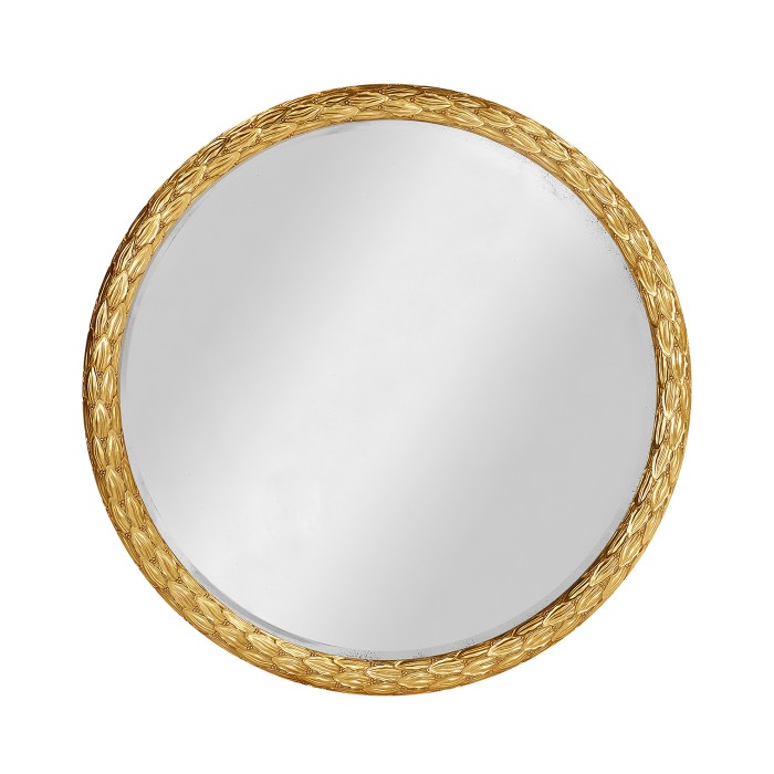 Carved & Water Gilded Gold Leaf Round Hanging Wall Mirror 48