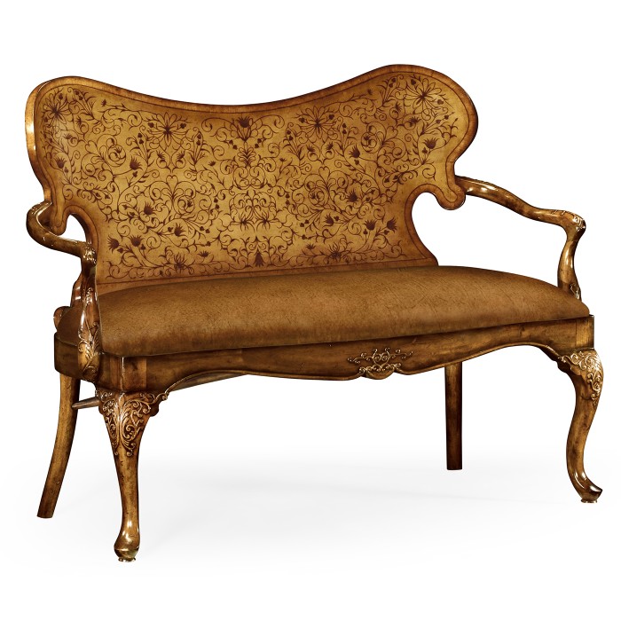 Seaweed Marquetry Leather Loveseat