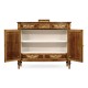 Fine mahogany side cabinet with pictorial marquetry of Paris and Helen