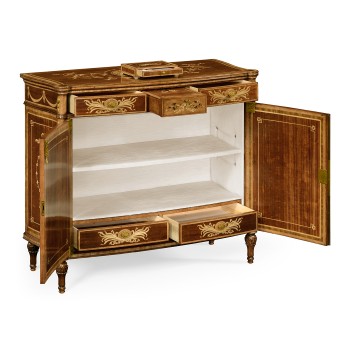 Fine mahogany side cabinet with pictorial marquetry of Paris and Helen