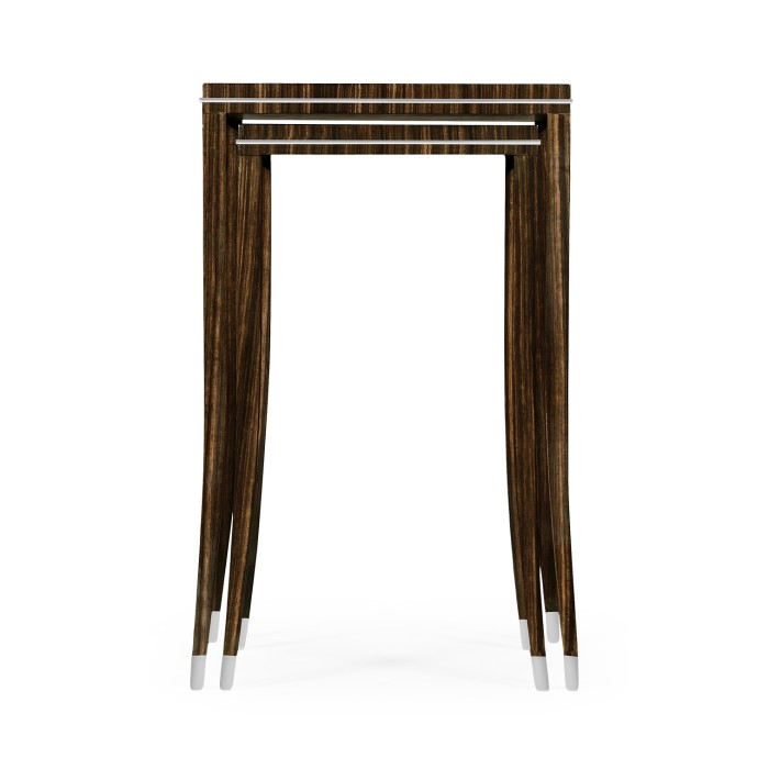 Macassar Ebony Nesting Tables with White Brass Detail