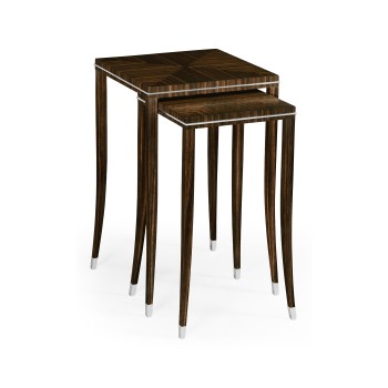 Macassar Ebony Nesting Tables with White Brass Detail
