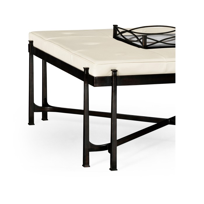 Églomisé and Bronze Iron Cocktail Ottoman
