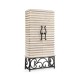Limed Wood Wine Cabinet with Wrought Iron Base