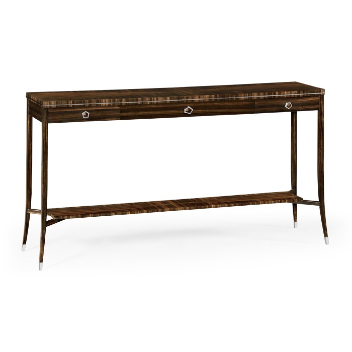 Macassar Ebony Console Table with White Brass Detail