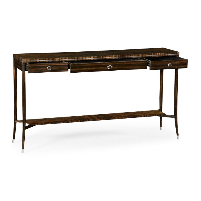 Macassar Ebony Console Table with White Brass Detail