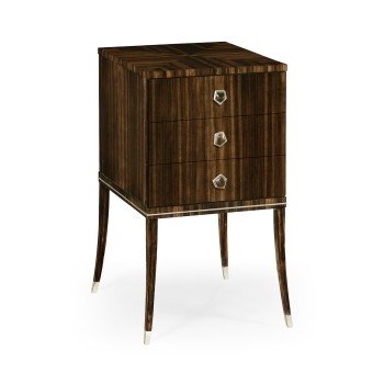 Macassar Ebony Bedside Chest with White Brass Detail