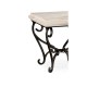 Limed Wood Square Side Table with Wrought Iron Base