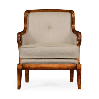 Shallow Carved Walnut Occasional Chair