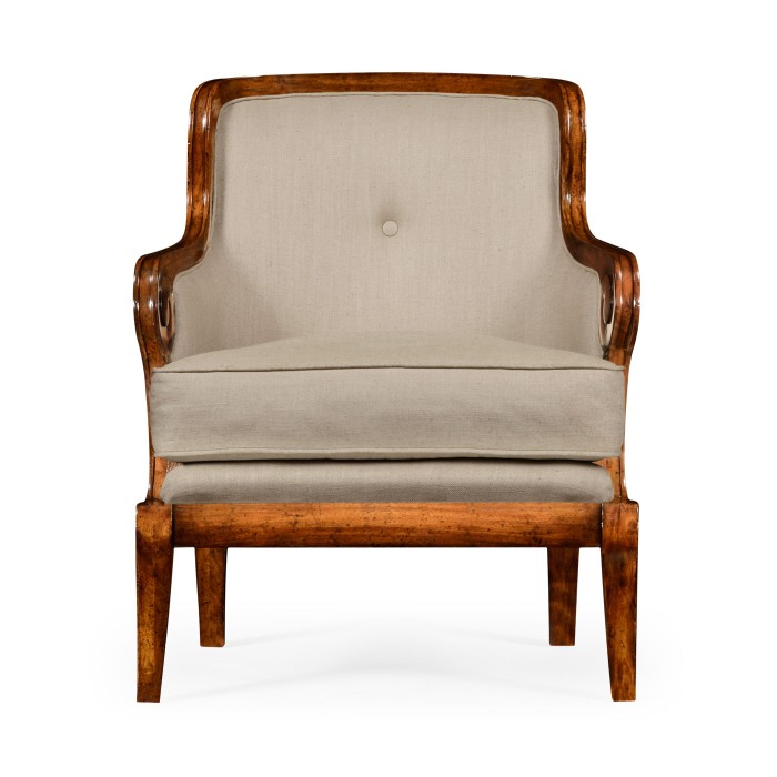 Shallow Carved Walnut Occasional Chair