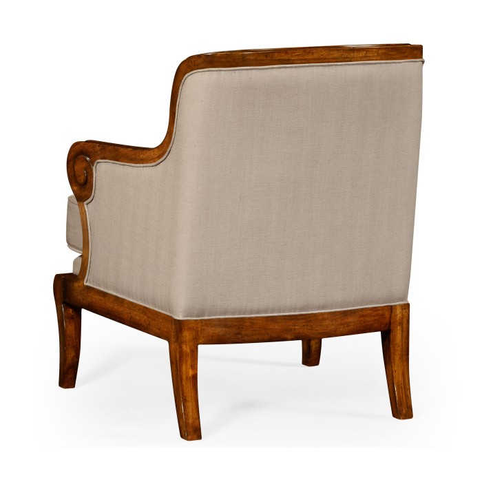 Shallow Carved Walnut Occasional Chair