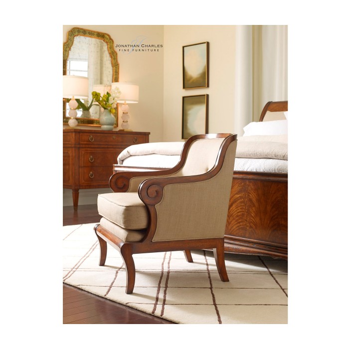 Shallow Carved Walnut Occasional Chair