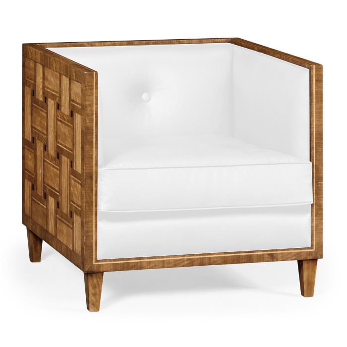 Club Chair with Woven Inlay Design