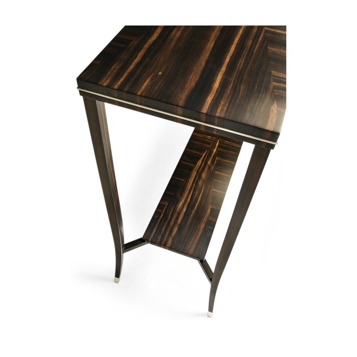 Macassar Ebony Narrow Console with White Brass Detail