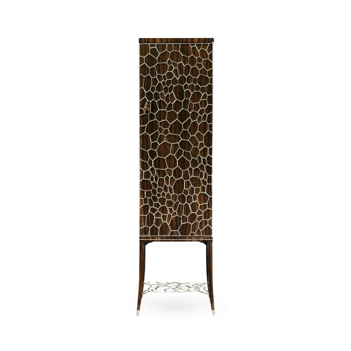 Macassar Ebony Drink Cabinet with White Brass Inlay