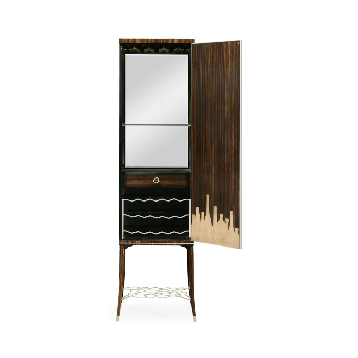 Macassar Ebony Drink Cabinet with White Brass Inlay