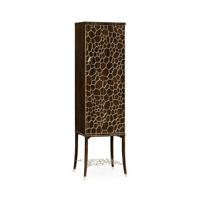 Macassar Ebony Drink Cabinet with White Brass Inlay