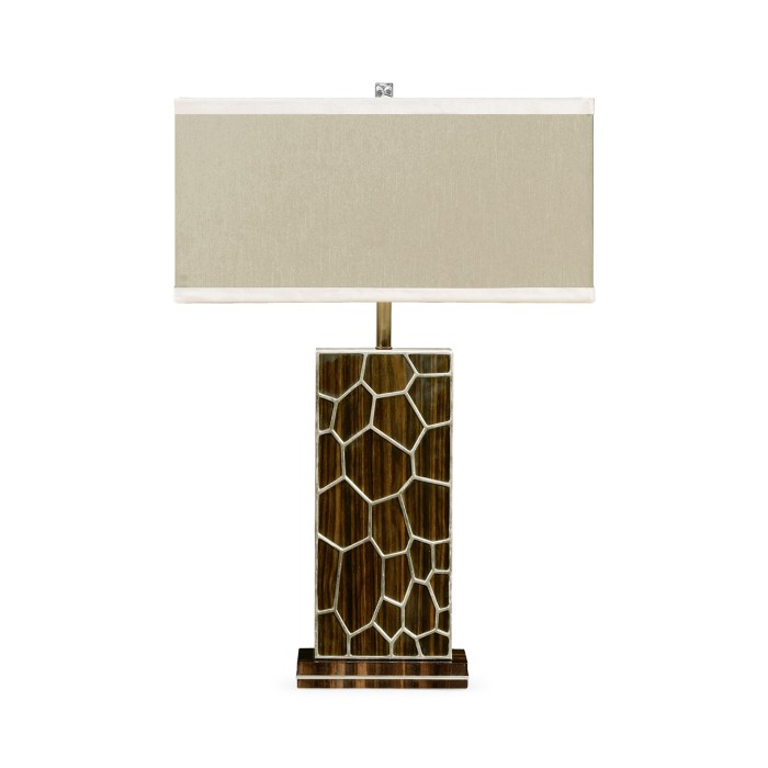 Macassar Ebony Table Lamp with White Brass Inlay