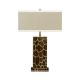 Macassar Ebony Table Lamp with White Brass Inlay