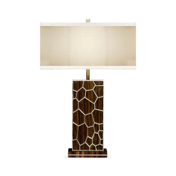 Macassar Ebony Table Lamp with White Brass Inlay