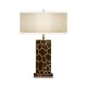 Macassar Ebony Table Lamp with White Brass Inlay