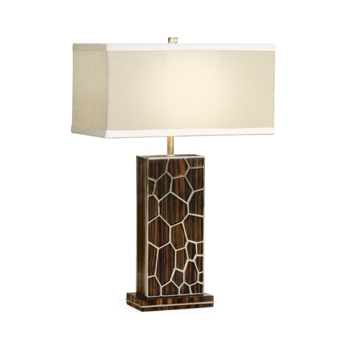 Macassar Ebony Table Lamp with White Brass Inlay