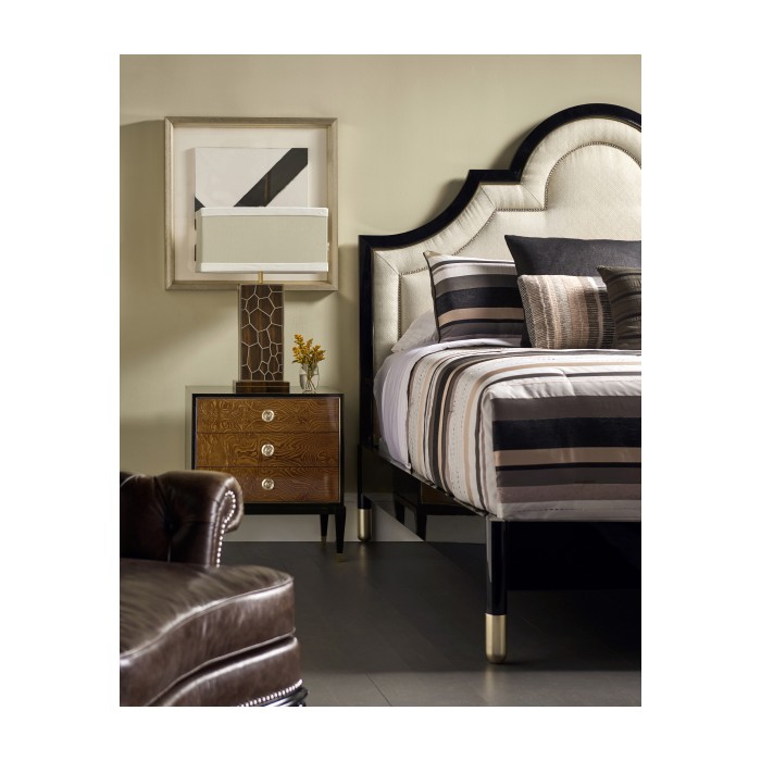 Macassar Ebony Table Lamp with White Brass Inlay