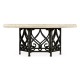 Limed Wood Dining Table with Wrought Iron Base 72